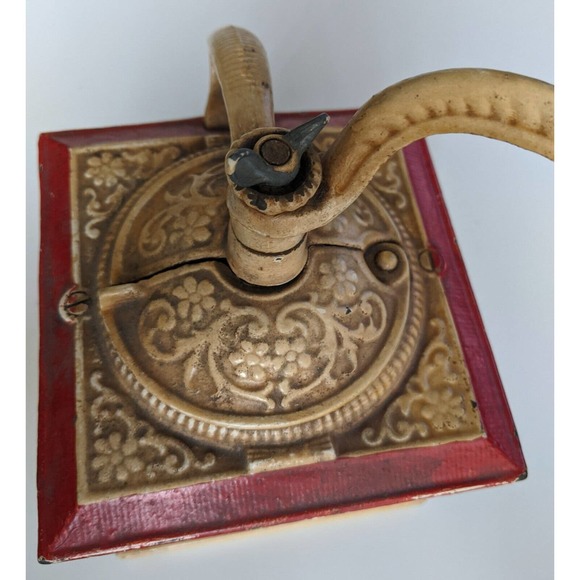 VINTAGE WOOD COFFEE GRINDER FOLK ART HANDPAINTED - Picture 6 of 6